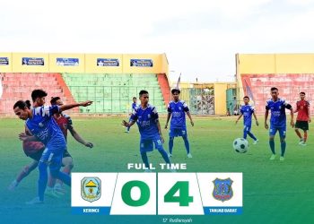 Kabupaten Kerinci dibantai Kabupaten Tanjab Barat 4 gol tanpa balas pada gelaran Gubernur Cup 2023. Foto: FB Asprov PSSI Jambi